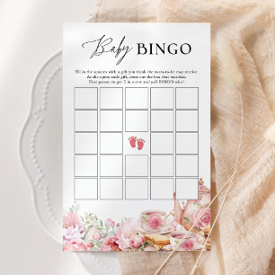 Papier Bingo Bingo Blush Rose Floral Tea Baby shower Jeu