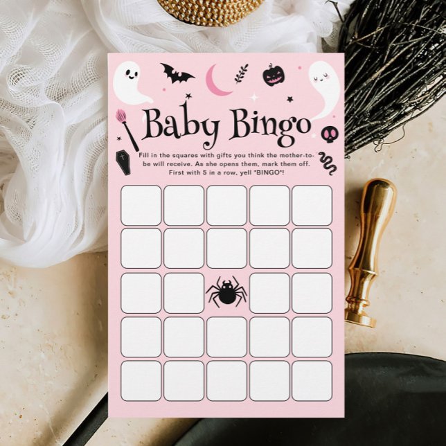 Papier Bingo Bingo Pink Halloween Baby shower Jeu (Créateur téléchargé)