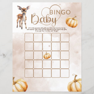 Papier Bingo Citrouille Woodland Animaux Baby shower Jeu