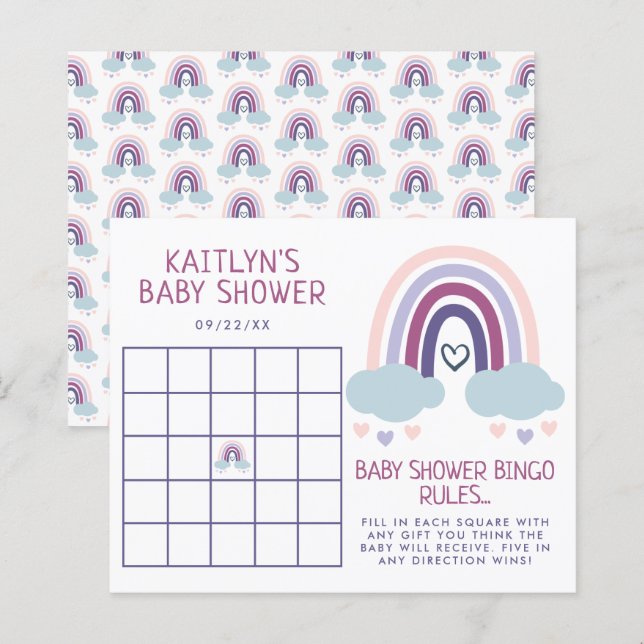 Papier Bingo de Baby shower de Little Rainbow (Devant / Derrière)
