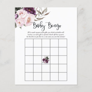 Papier Bingo de Baby Shower Fleur de Velours Profond