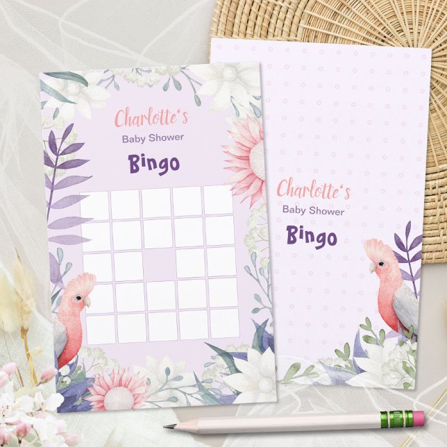 Papier Bingo de Baby shower Whimsical de Lavande Enchanté (Enchanted Lavender Whimsical Baby Shower Bingo ©Susanne Sachers - Sunny Mind 🌞)