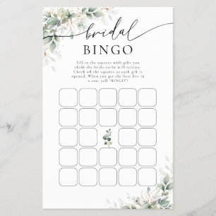 Papier Bingo de Fête des mariées aurifère Eucalyptus