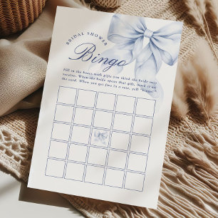 Papier Bingo de Fête des mariées Bleu Bow