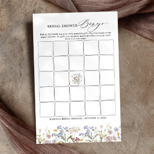 Papier Bingo de Fête des mariées de prairie Fleur sauvage