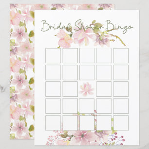 Papier Bingo de Fête des mariées florale rose Magnolia