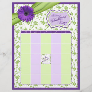 Papier Bingo de Fête des mariées florale violet Daisy ver