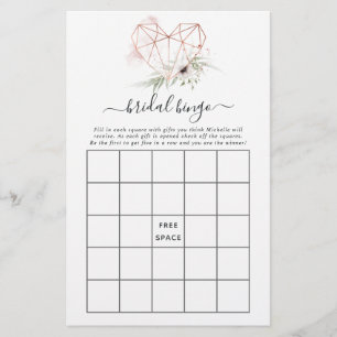 Papier Bingo de Fête des mariées géométrique Eucalyptus