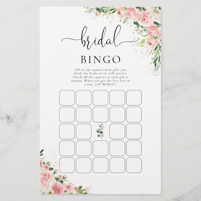 Papier Bingo de Fête des mariées or rose pâle (Devant)