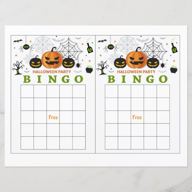 Papier Bingo de fête d'Halloween, Bingo citrouille mignon (Devant)