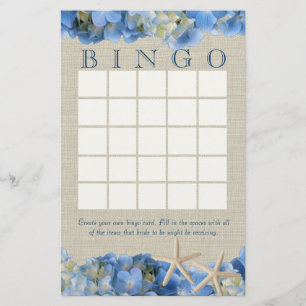 Papier Bingo de la Baby Shower Fiançailles Etoiles de Mer