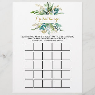 Papier Bingo de la mariée Gold & Eucalyptus, jeu de Fête 