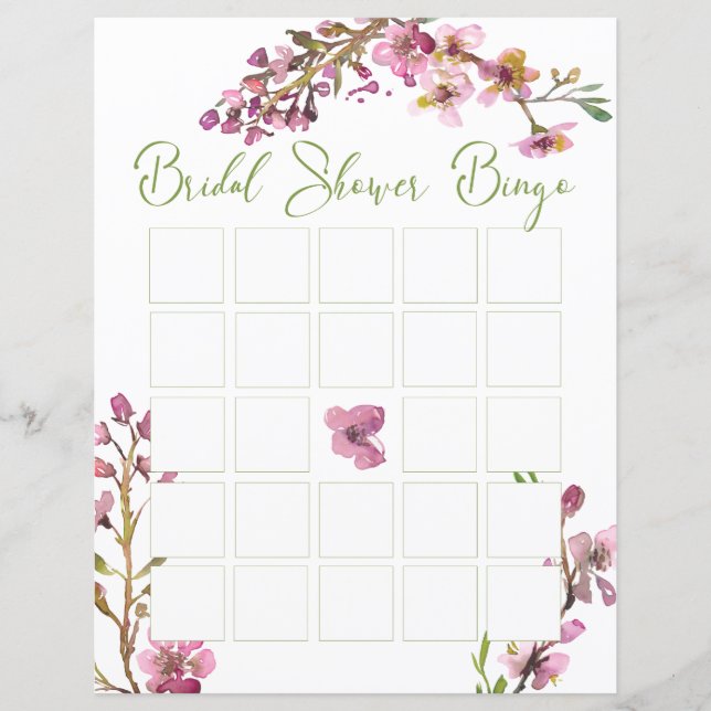 Papier Bingo de la nuptiale florale élégante en fleurs de (Devant)