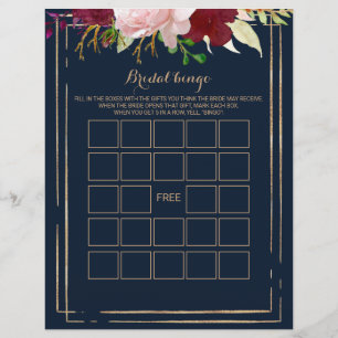 Papier Bingo de mariée en or géométrique, jeu de Fête des