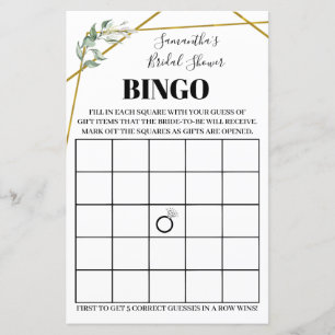 Papier Bingo de verdure Douche nuptiale jeu bilingue