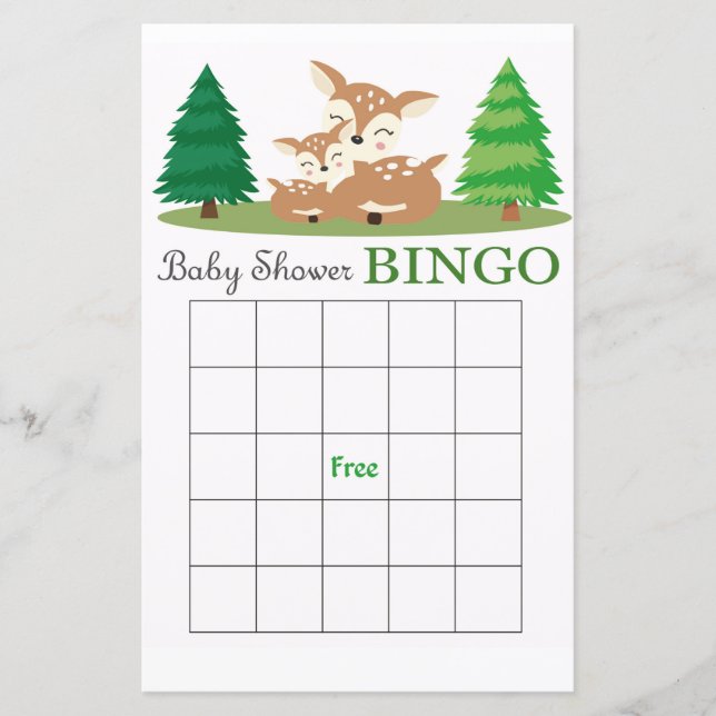 Papier Bingo du baby shower de cerfs (Devant)