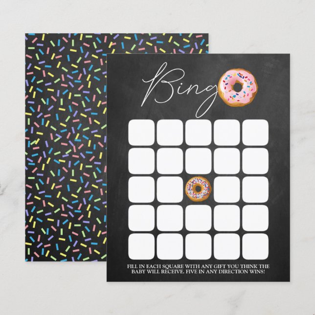 Papier Bingo du Baby shower de l'arrosage de donut (Devant / Derrière)