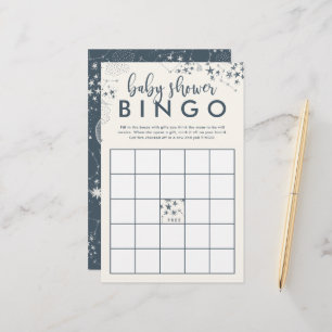 Papier Bingo du Baby shower de nuit bleu étoilé