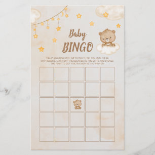 Papier Bingo du Baby shower d'ours Brown