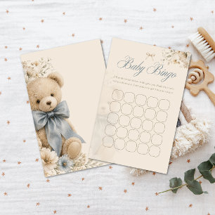 Papier Bingo Élégant pour Bébé avec un Ours en Peluche