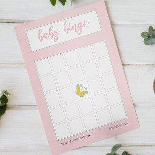 Papier Bingo Fête de Bébé Papillon Rose Fleurs de Printem