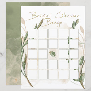 Papier Bingo Fête des mariées Florale verte Gold Sage