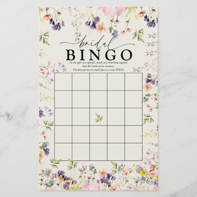 Papier Bingo fleur sauvage | Jeux (Devant)
