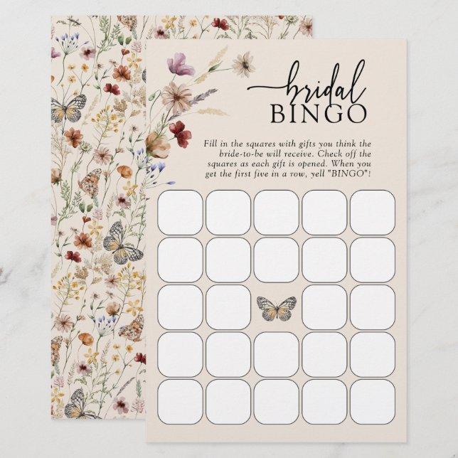Papier Bingo Mariage Floral (Devant / Derrière)