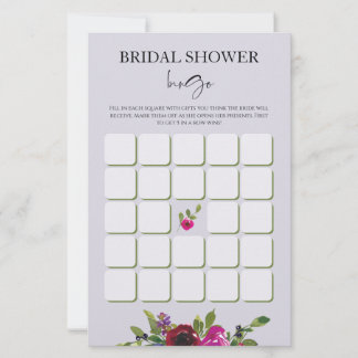 Papier Bingo Mariage Floral Aquarelle Lavande Poussiéreus