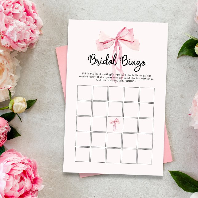 Papier Bingo minimaliste de la mariée rose (Créateur téléchargé)