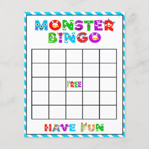 Papier Bingo Monster - jeu de baby shower