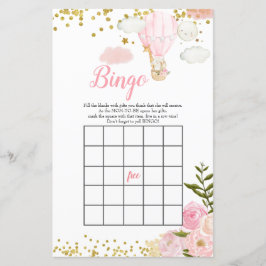 Papier Bingo Montgolfière Rose Jungle Baby Shower