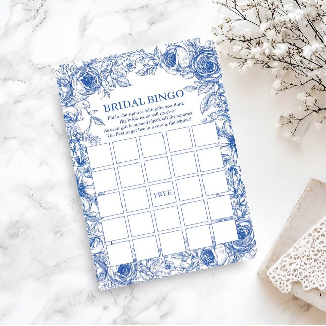 Papier Bingo nuptiale bleu floral (Créateur téléchargé)