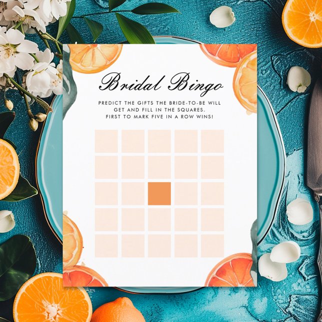 Papier Bingo nuptiale Citrus Aperol jeu de Fête des marié (Créateur téléchargé)