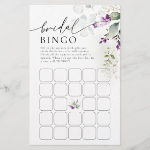 Papier Bingo nuptiale de lavande verte violette