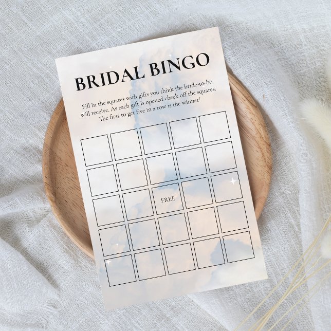 Papier Bingo nuptiale Elle est sur Cloud Nine (Bridal Bingo - She's on cloud 9)