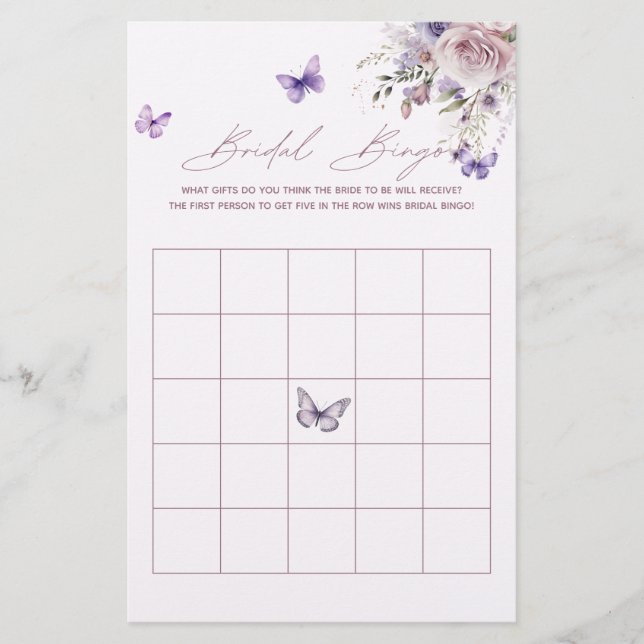 Papier Bingo nuptiale Fête des mariées violet Jeu (Devant)