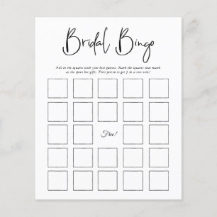 Papier Bingo nuptiale   Jeu de Fête des mariées minimalis
