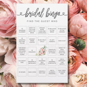 Papier Bingo nuptiale Trouvez le jeu de Fête des mariées 