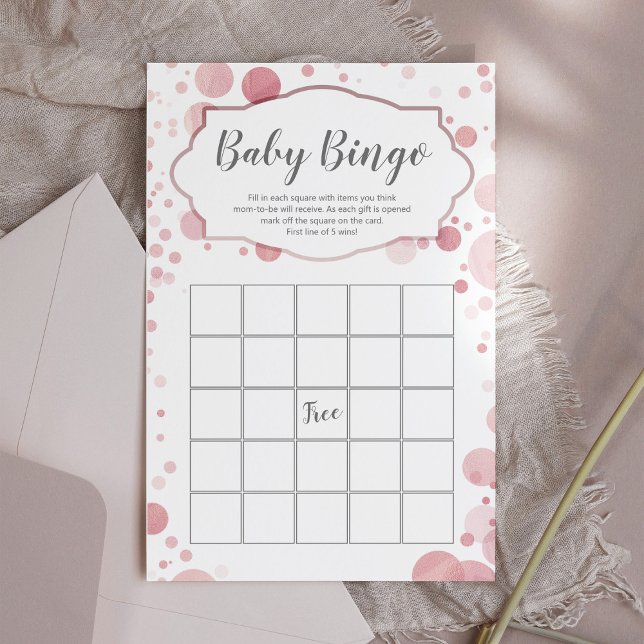 Papier Bingo rose Pois Baby shower Gold Blush (Créateur téléchargé)