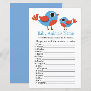 Papier Bird Baby Animaux Nom Jeu