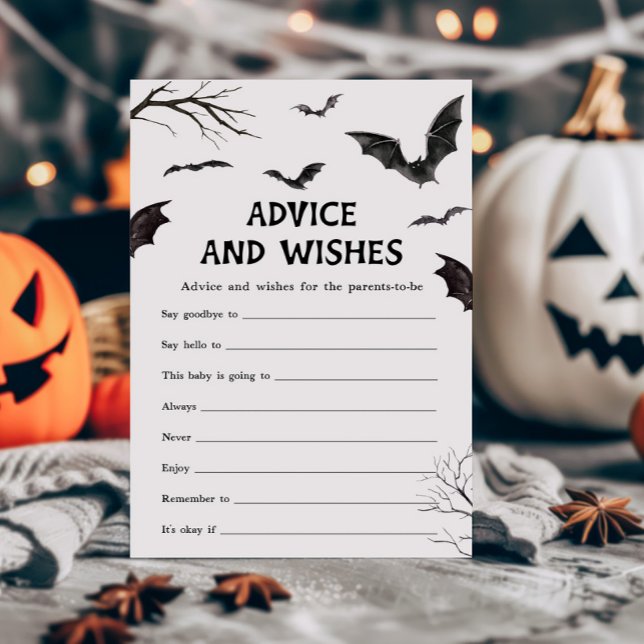 Papier Black and White Bats Conseils et souhaits jeu (Black and White Bats Baby Shower Advice and Wishes Game)