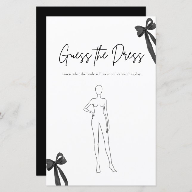 Papier Black Bow Devine La Fête des mariées De Robe Jeu (Devant / Derrière)