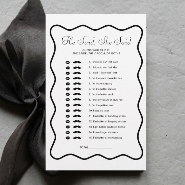 Papier Black Bow Fête des mariées Il A Dit Qu'Elle A Dit  (Créateur téléchargé)