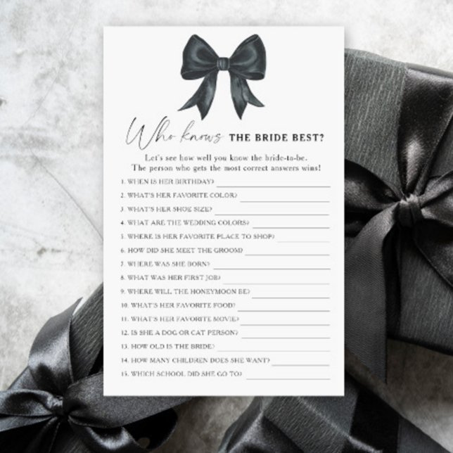 Papier Black Bow Fête des mariées Qui connaît le mieux la (Créateur téléchargé)