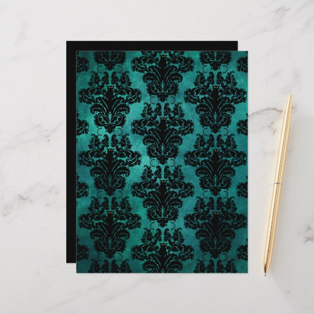 Papier Black Cat Damask  (Devant/Arrière en situation)