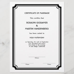 Papier Black Deco frame keepsaké certificat de fin ecru