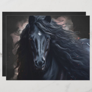 Papier Black Friesian Horse Scrapbook Paper