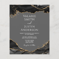 Black Gold Glitter Agate Wedding Invitation
