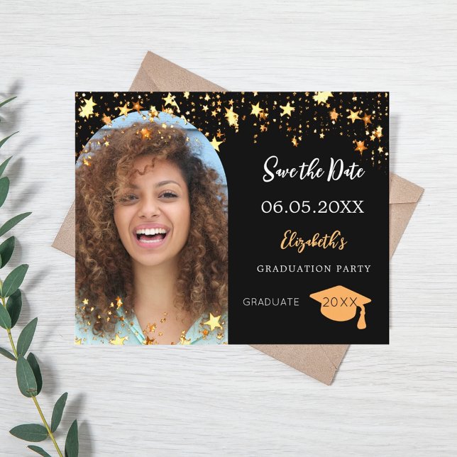 Papier Black gold photo Graduation Party Enregistrer la d (Créateur téléchargé)